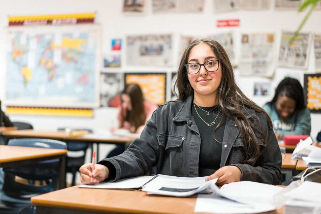 A LSFC student sat at her desk working